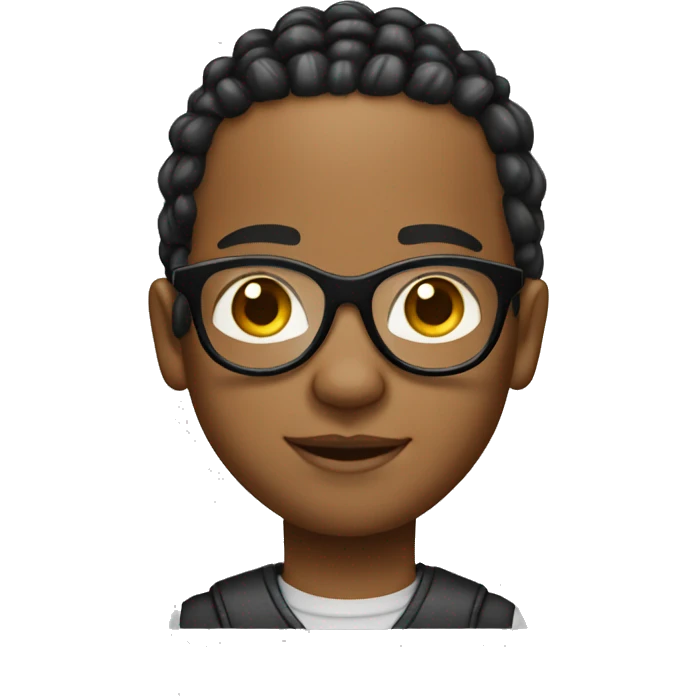 Light skin black kid with four cornrows wearing clear glasses emoji