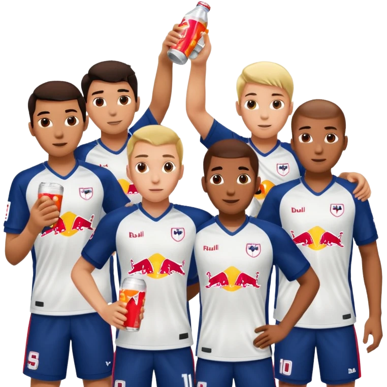 Red bull energy drink imogi for soccer players drinking red bull energy drink while playing soccer emoji