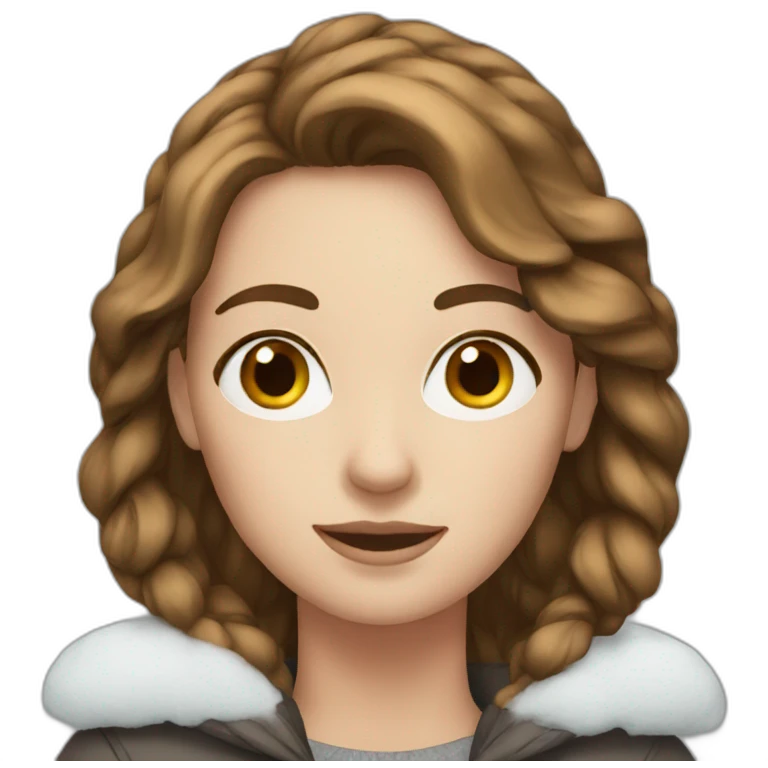 White Woman with brown hair and snow emoji