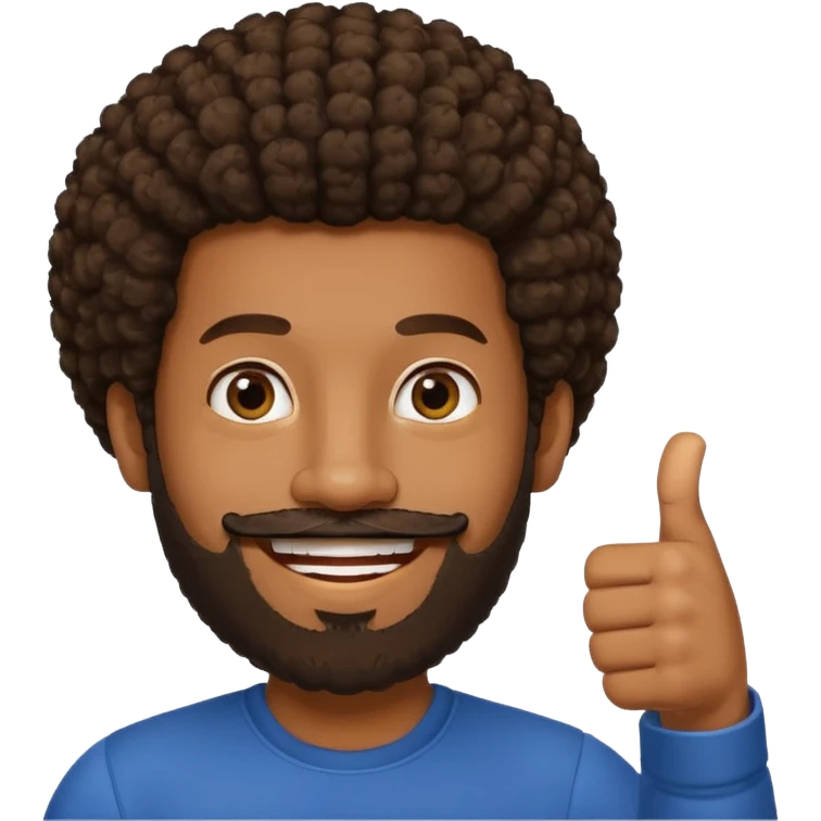 black man with beard, mustache, and short afro with his thumb up emoji