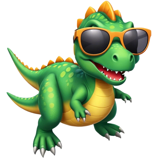 Flying dino with sunglasses emoji