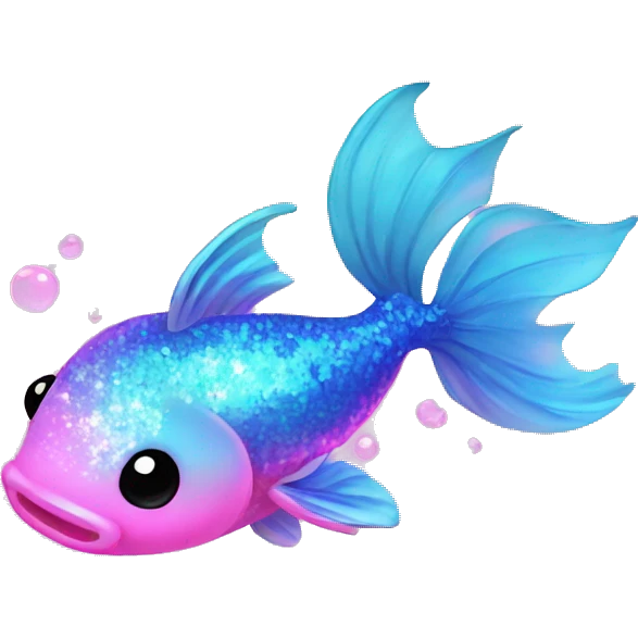 Kawaii neon glitter koi fish emoji    emoji