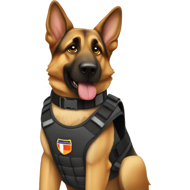 German shepherd service dog wearing a vest emoji