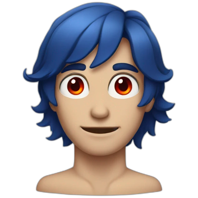 a man with dark blue hair with red eyes like snakes emoji
