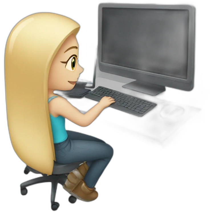 white girl work on computer emoji