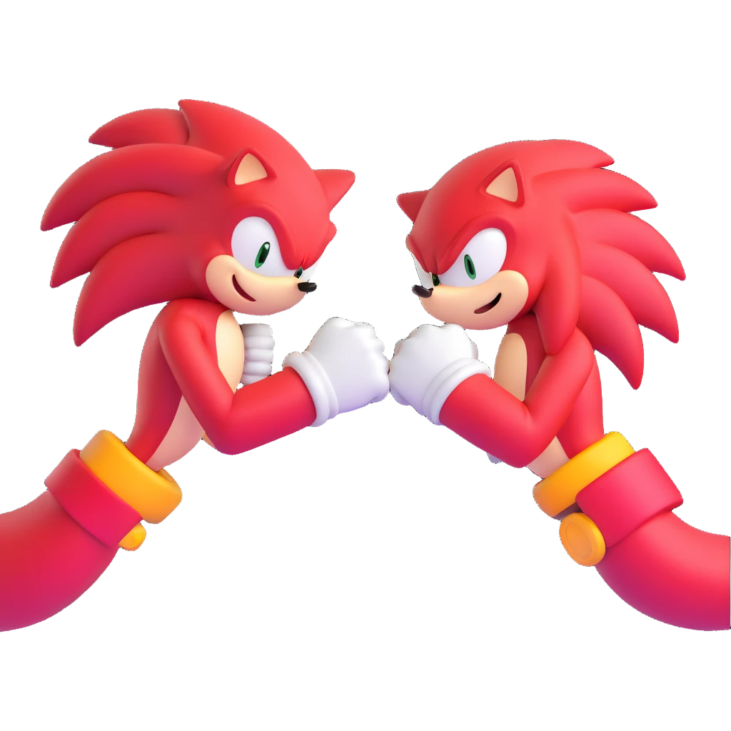 Sonic the Hedgehog and Knuckles the Echidna fist bumping emoji