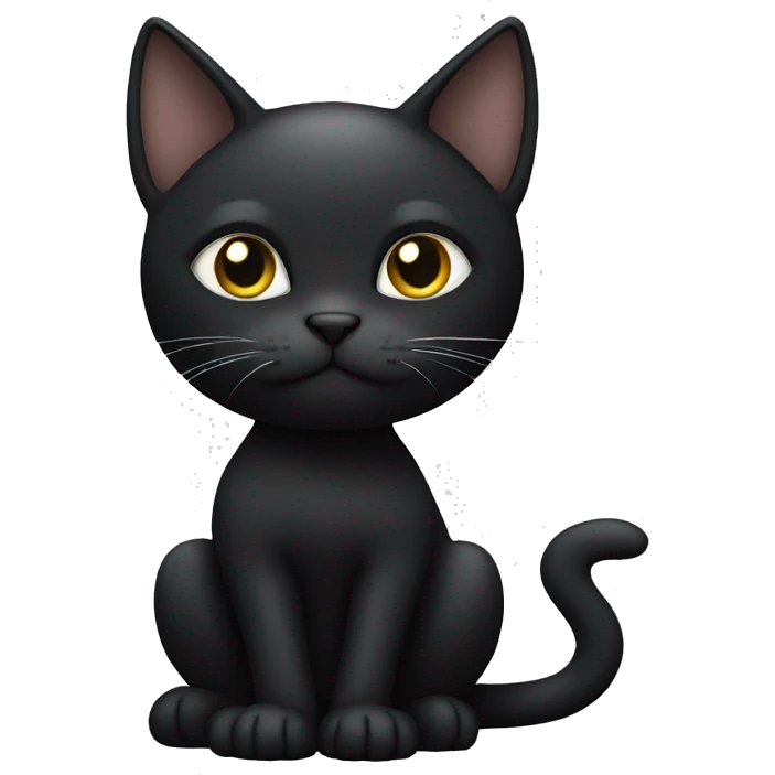 black cat with a white chest sitting emoji