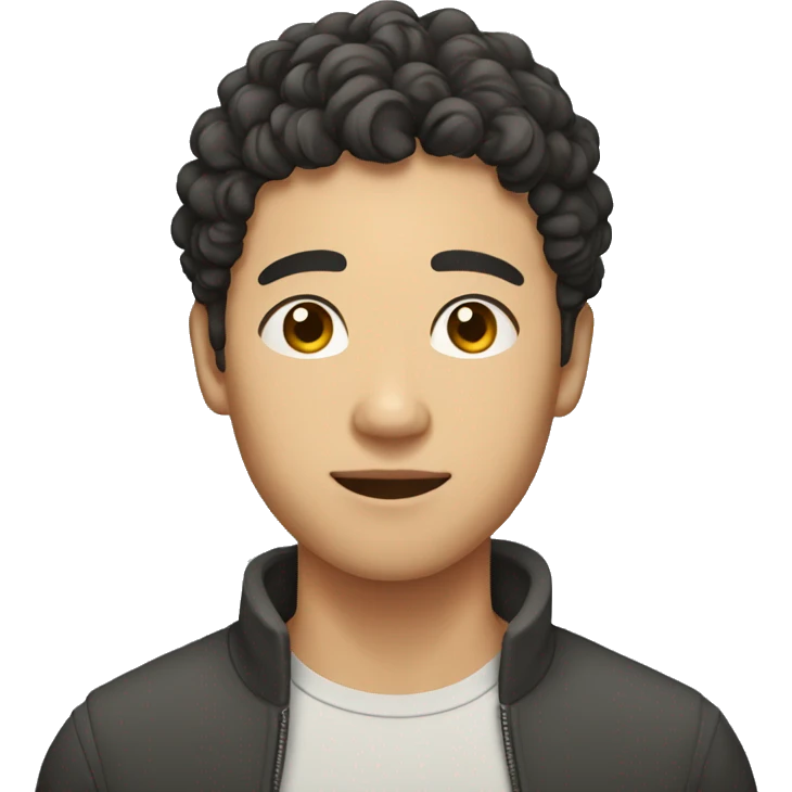 asian guy in his 20s with curly hair emoji