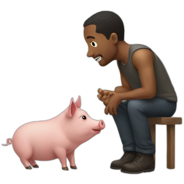 man talk with a pig emoji