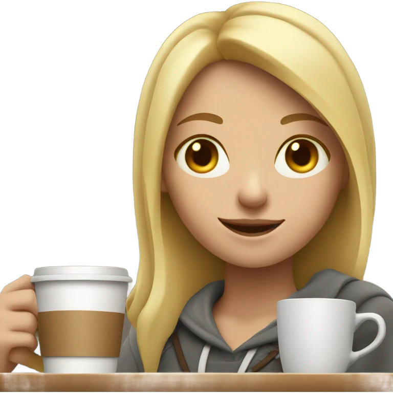 Blonde girl drinking coffee emoji