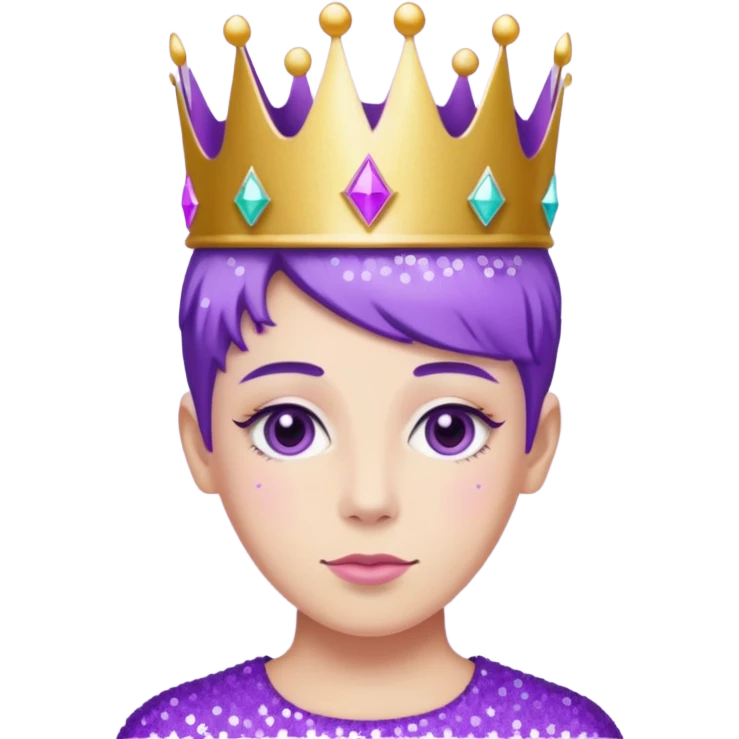 purple non-binary people glitter crown emoji