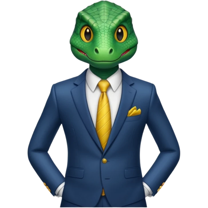 A reptilian humanoid dressing a suit emoji