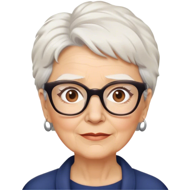 older White woman anthropologist with short white messy hair with glasses brown brows emoji