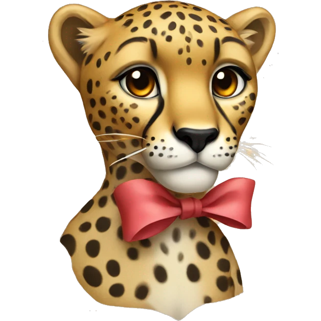 A cheetah with a bow rawing emoji