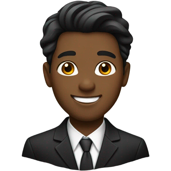 boy brown skin in a black suit, hair part way, smiling emoji