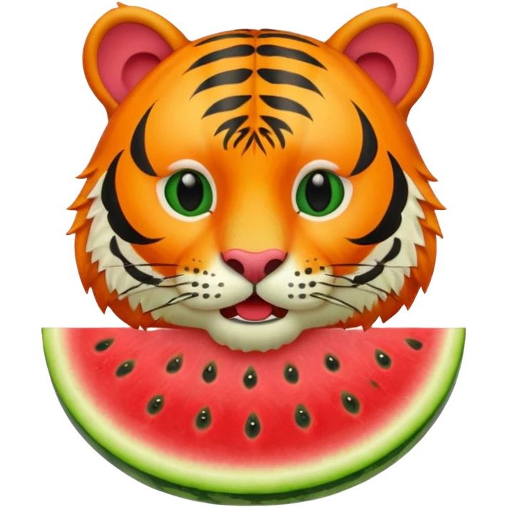 tiger with watermelon in mouth emoji