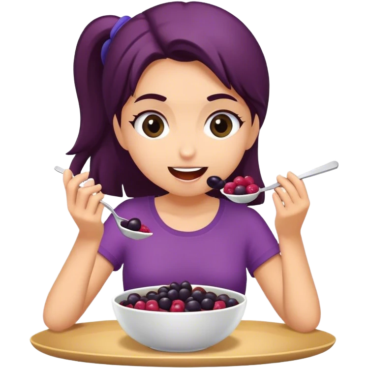 Girl eating acai bowl emoji