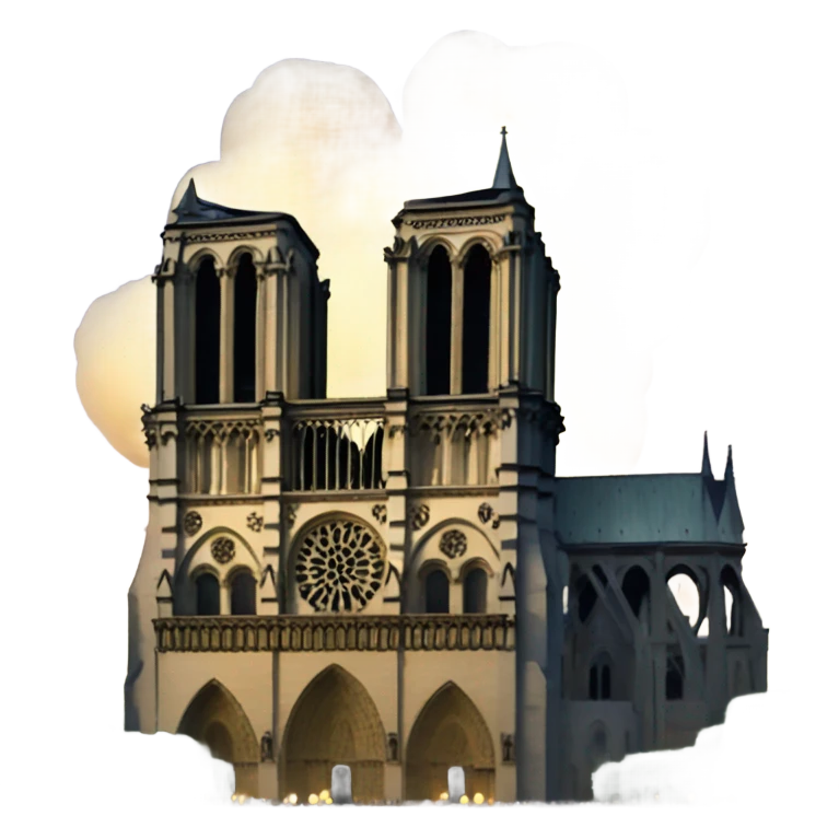 Notre dame with foreworks emoji