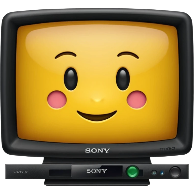 старый черный телевизор Sony с ярко зеленым пиксельным экраном  emoji
