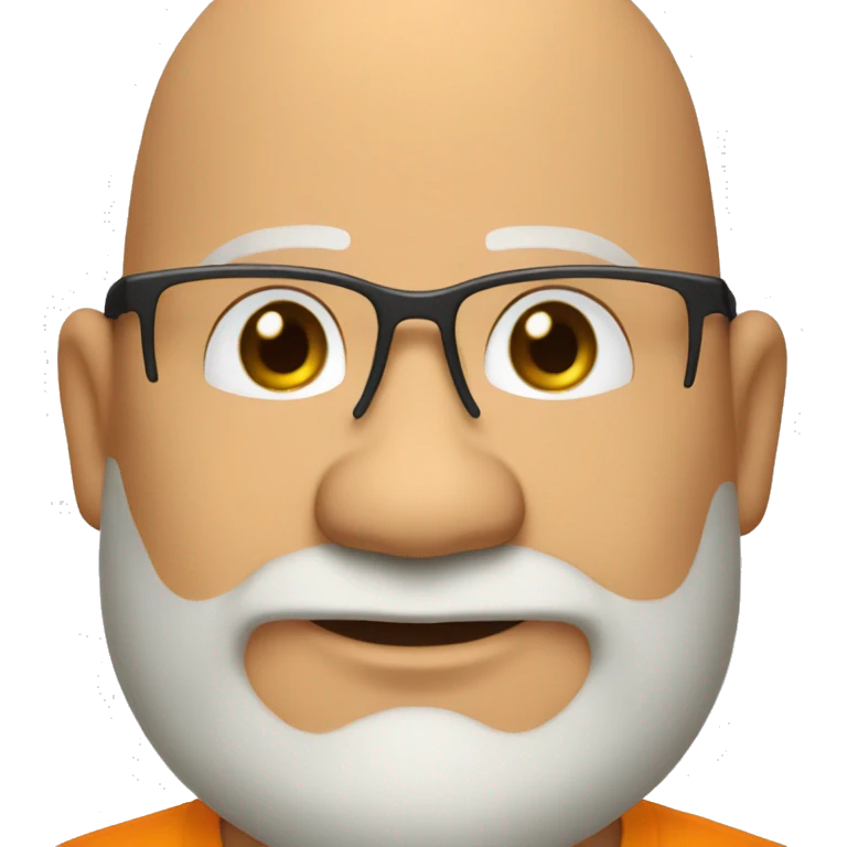 50 year old fat man with glasses, shaved beard, bald, orange shirt. emoji