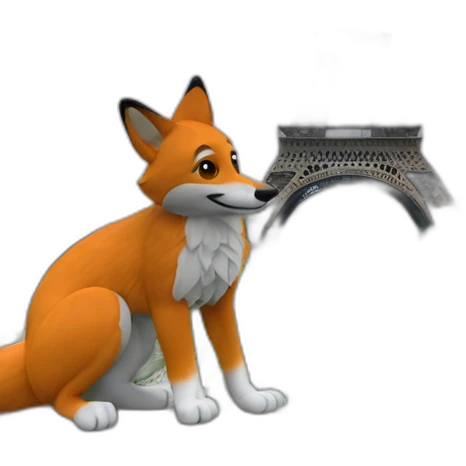 Un renard sur la Tour Eiffel emoji