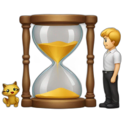 emoji looking at hourglass emoji