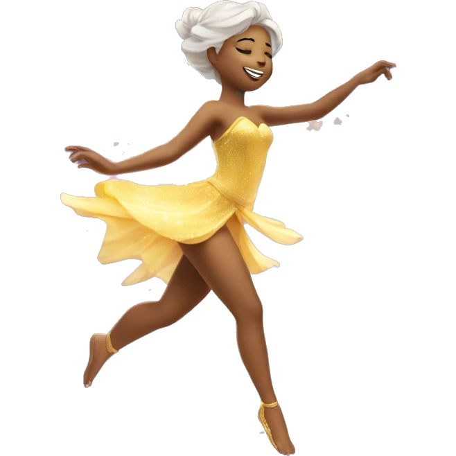 A dancing fairy emoji leaving a sparkling trail of stardust emoji