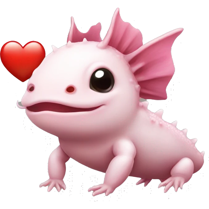 Cute axolotl holding a heart emoji