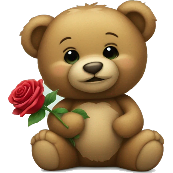 teddy bear holding a rose emoji