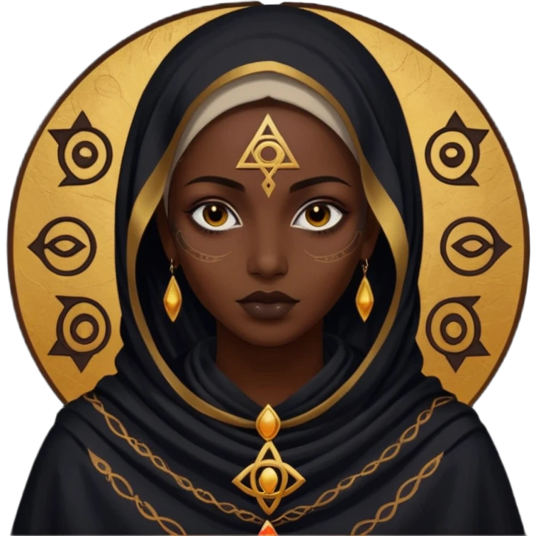 Dark oil traced over woman’s skin forming occult symbols, sensual devotion emoji