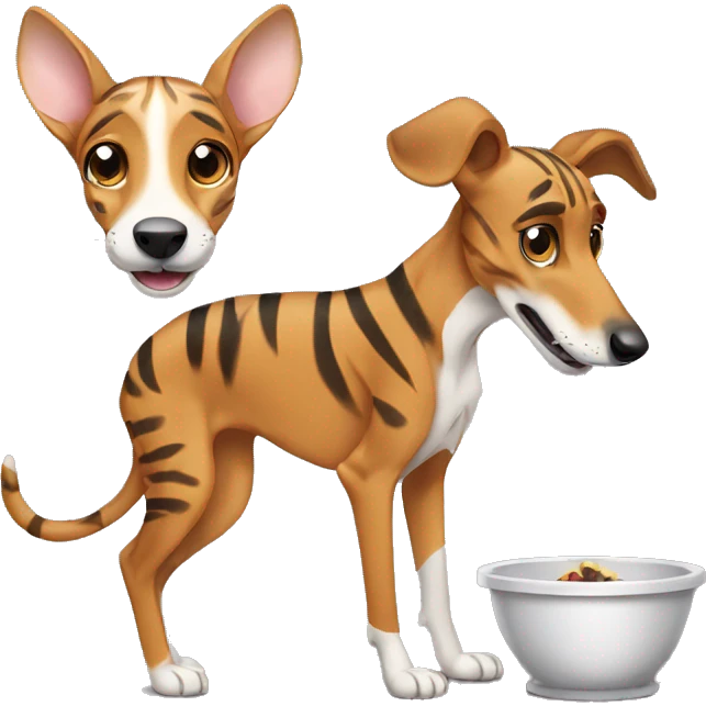 Fawn tiger greyhound eating emoji