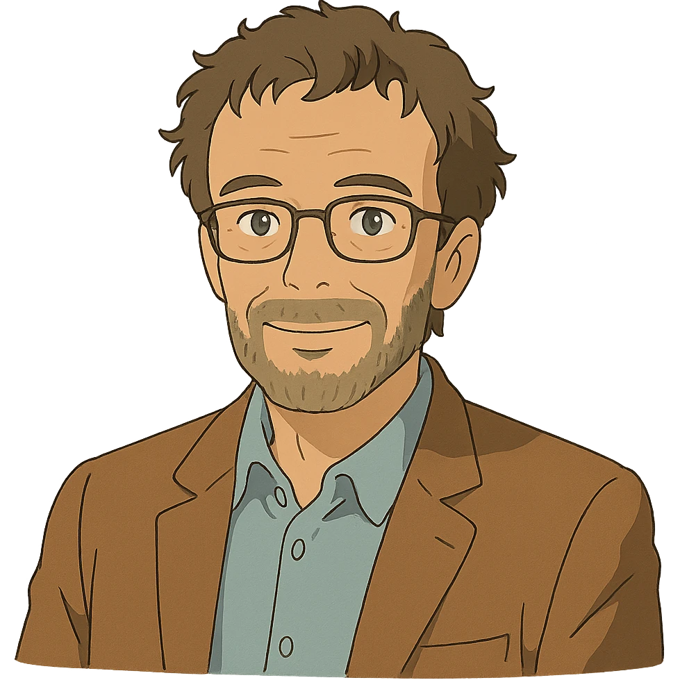 ghibli style portrait of Hartmut Rosa, German philosopher, neutral background emoji