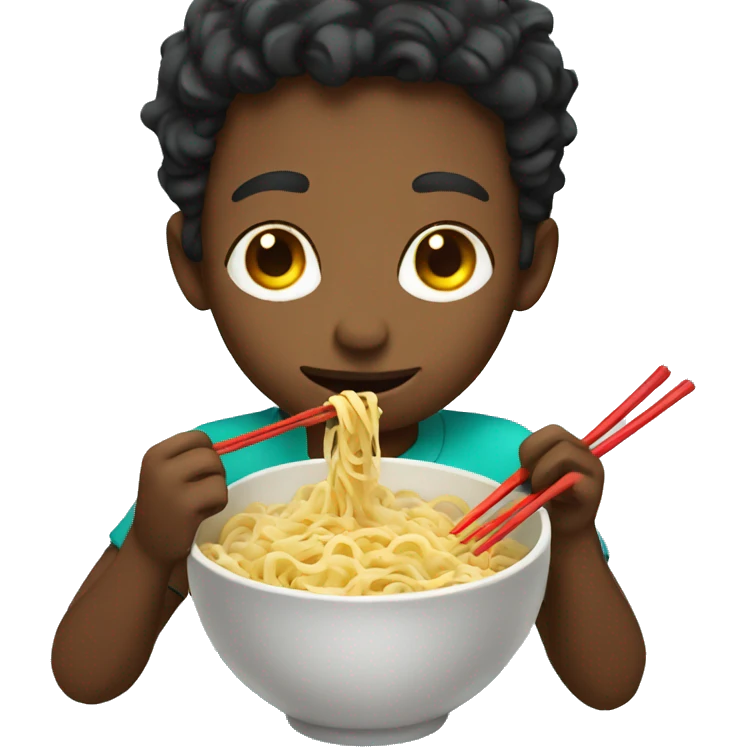 Boy is eating Noodles  emoji