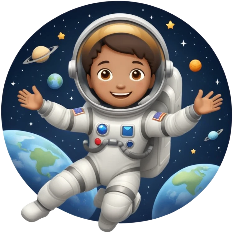 a child flying in space in space suit emoji