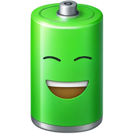 Green battery with discrete smile emoji
