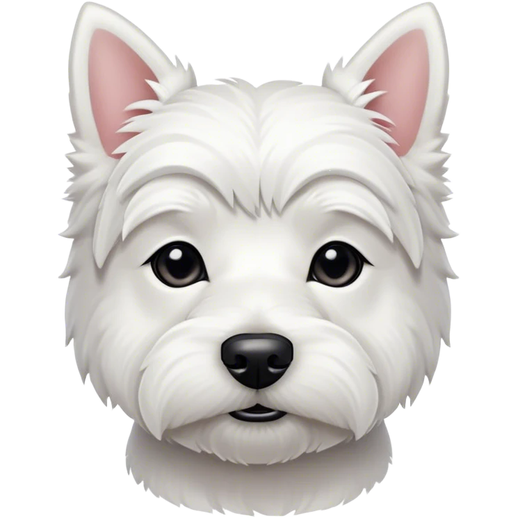 Cinematic Noble West Highland White Terrier Portrait Emoji, Poised and regal, with a compact, sturdy build and a pristine, well-groomed pure white coat, deep-set soulful dark eyes, Simplified yet sharp and sophisticated features, highly detailed, glowing with a soft, dignified glow, high shine, intelligent and loyal, stylized with an air of confidence, focused and attentive, soft glowing outline, capturing the essence of a watchful and determined companion, so majestic it feels as though it could trot out of the screen with effortless authority! emoji