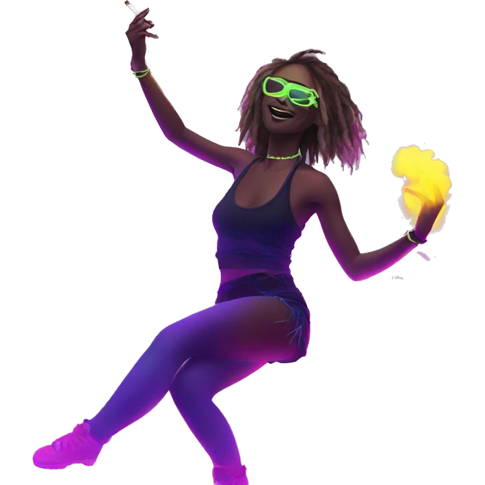 Rave party dancing neon smoking emoji