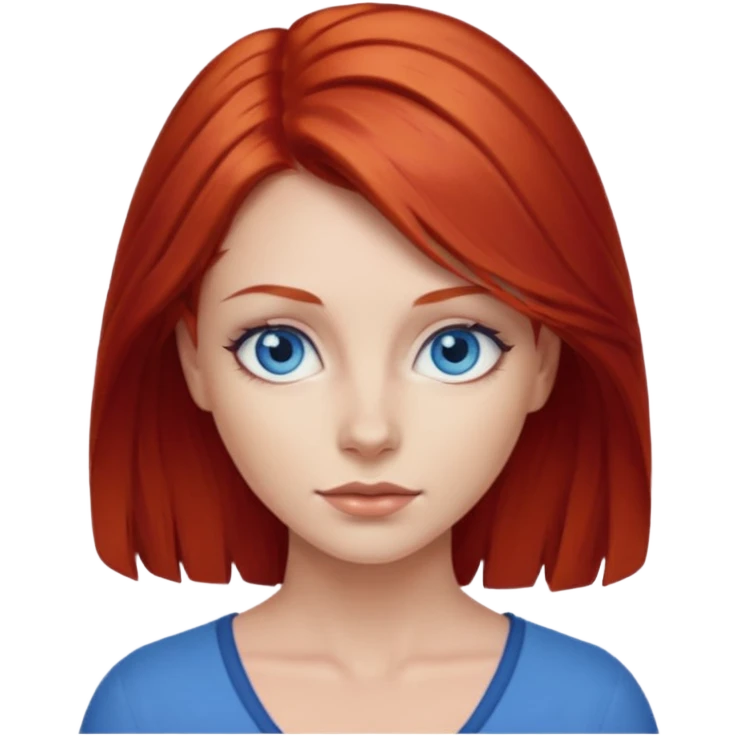 Woman red hair blue eyes emoji