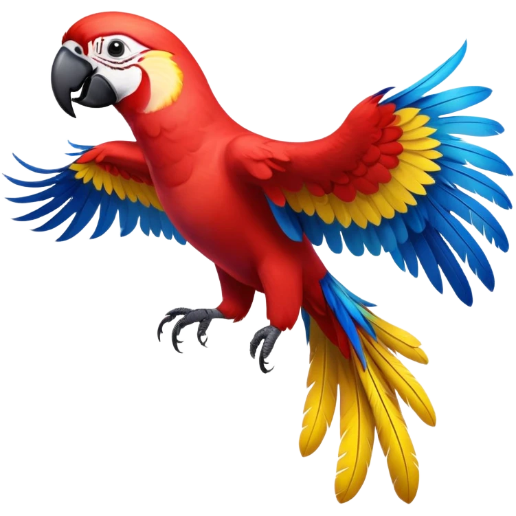 cinematic-macaw-realistic-full-body-standing-emoji,-vibrant-feathers-glowing-with-rich-reds,-blues,-and-yellows,-head-tilted-dramatically,-curved-black-beak-gleaming,-piercing-dark-eyes-exuding-confidence,-simplified-yet-realistic-focused emoji