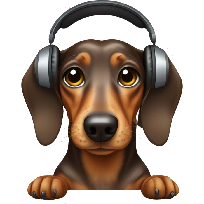 Dachshund with headphones emoji