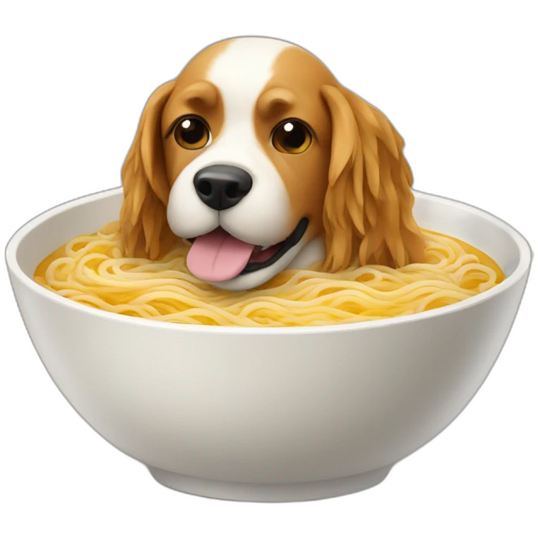 a dog inside a bowl of ramen emoji