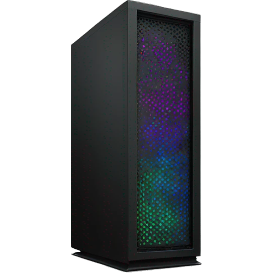 Black mid-tower case with RGB emoji