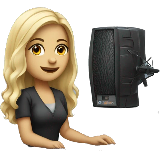 Audio technician blonde girl with an audio desk emoji