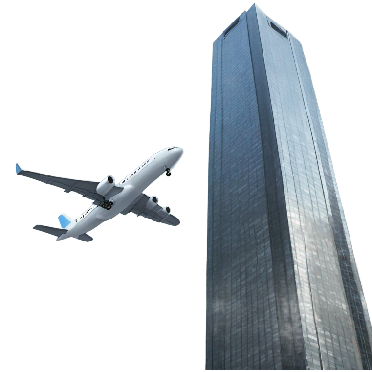 Airplane and 2 skyscrapers emoji