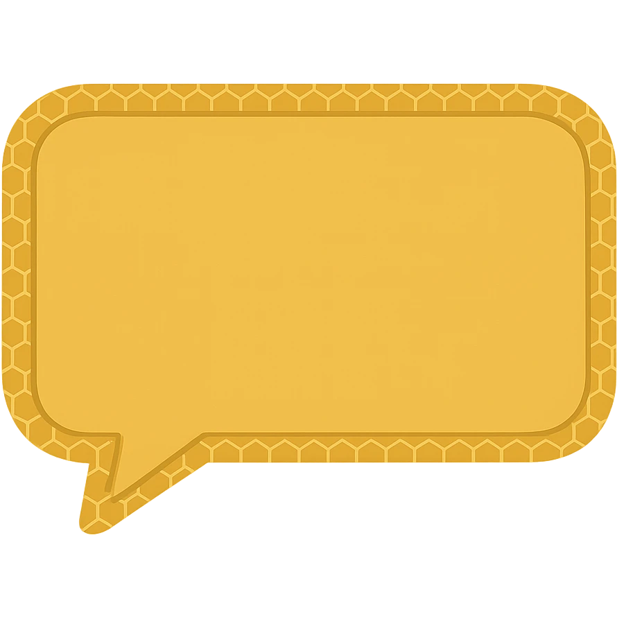 small yellow chat bubble, rectangular with rounded corners, honeycomb pattern only on the border emoji