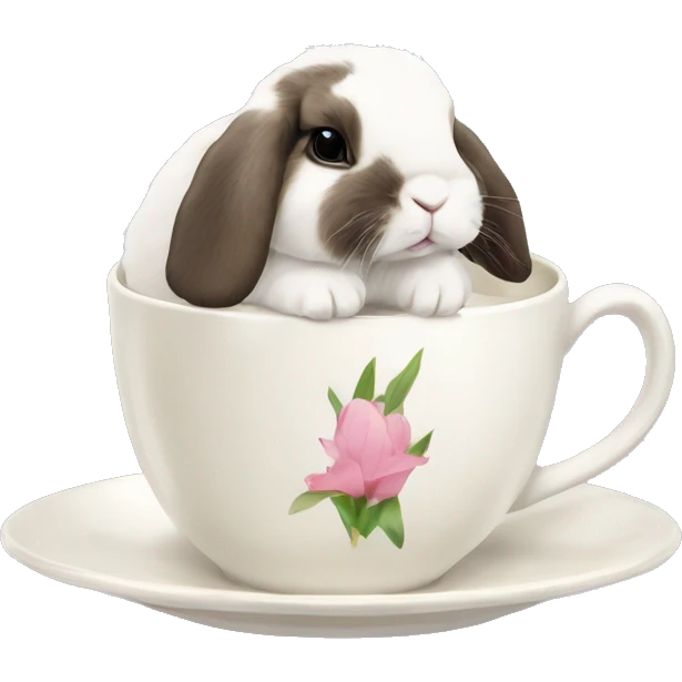 holland lop bunny inside of a teacup emoji