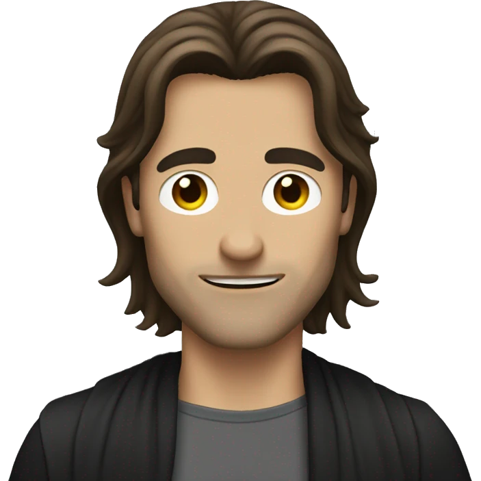 man with long brown hair and batman mask on emoji