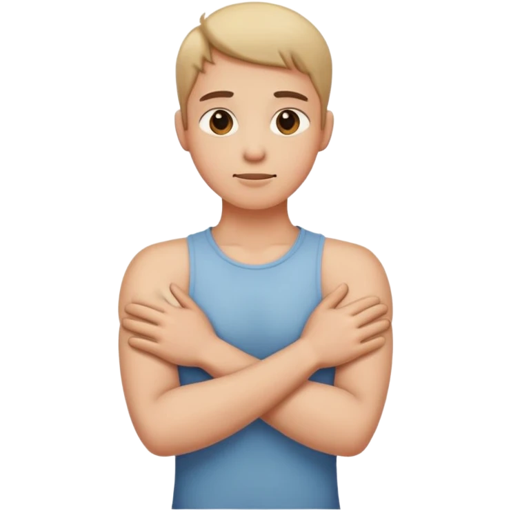 Arms crossed holding neck with two hands emoji