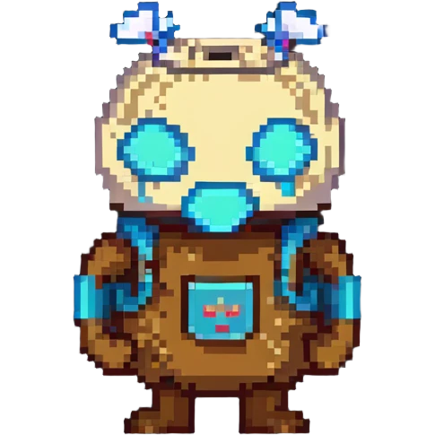retro game horror character with stitched sack mask emoji