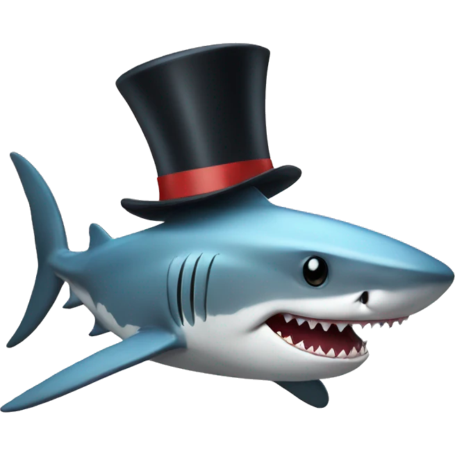 Shark with a top hat emoji